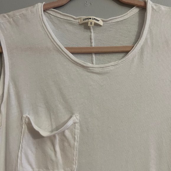 Cotton Citizen Size Small White Sleeveless Pocket Tee - Picture 2 of 3